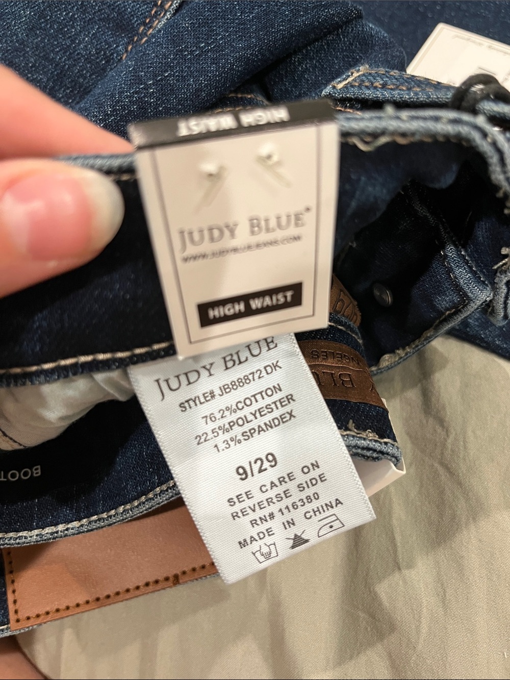 Judy Blue Dark Blue Boot Cut Jeans with Cargo Pockets size 9 - Picture 6 of 6